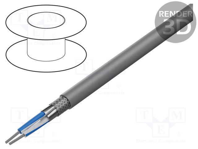Wire; RS485; 1x2x24AWG; stranded; Cu; LSZH; grey; 500m; CPR: B2ca