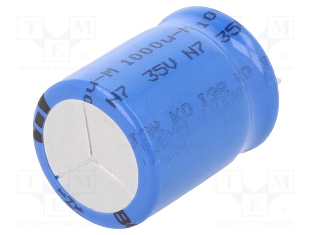Electrolytic Capacitor, 1000 µF, 35 V, 136 RVI Series, ± 20%, Radial Leaded, 7000 hours @ 105°C