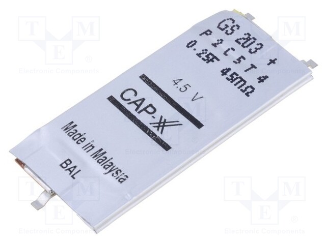 Capacitor: electrolytic; supercapacitor; SMD; 0.25F; 4.5VDC; ±20%