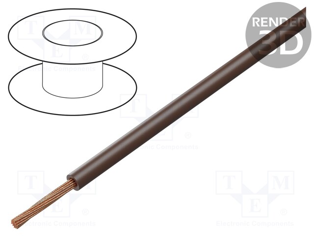 Wire; FLRYW-B; 1x0.75mm2; stranded; Cu; PVC; brown; 60V; Class: 5
