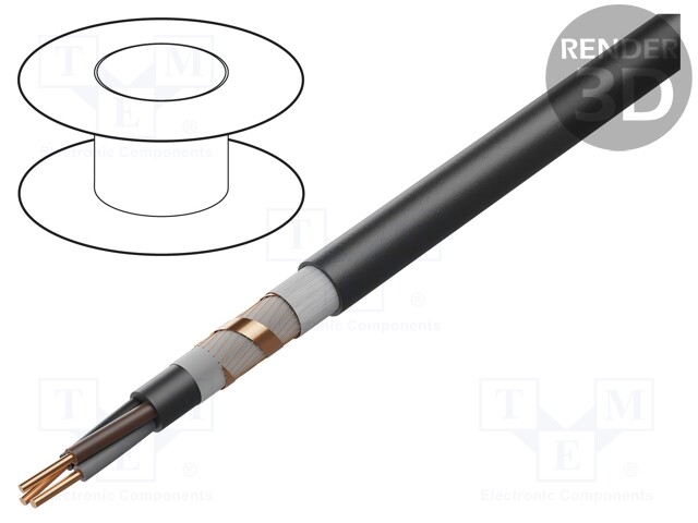 Wire; NYCY; 5x1.5mm2; solid; Cu; PVC; black; 600V,1000V; CPR: Eca