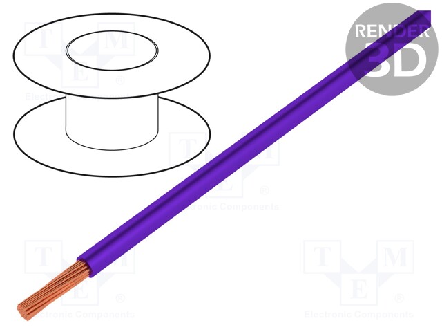 Wire; Silivolt®-2V; stranded; Cu; 1x1mm2; silicone; violet; 1.5kV