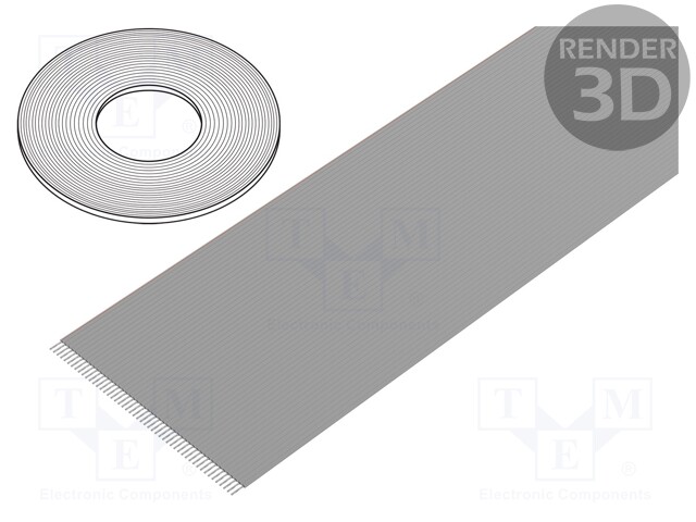 Wire: ribbon; 1.27mm; stranded; Cu; unshielded; PVC; grey; 30.5m