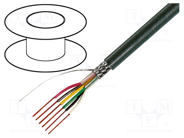 Wire; 8x0,14mm2; tinned copper braid; PVC; grey; 49V; 100m