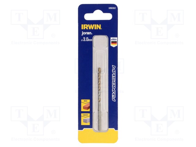 Drill bit; for concrete; Ø: 3mm; L: 70mm; cemented carbide; MASONRY