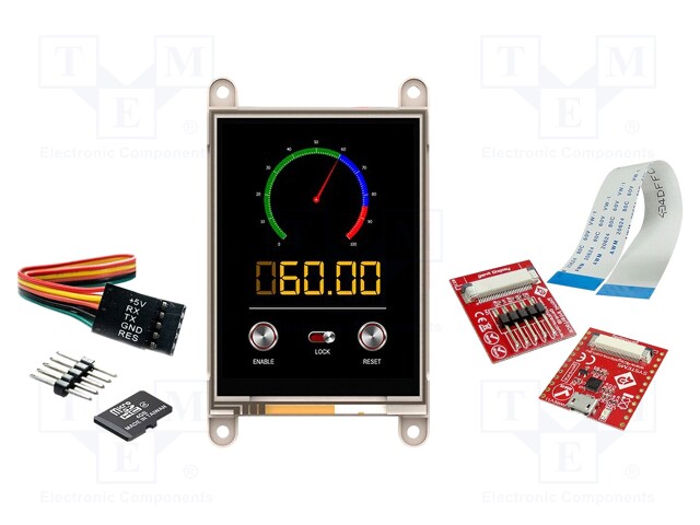 Dev.kit: with display; TFT; 3.2"; 240x320; Display: graphical; 32kB