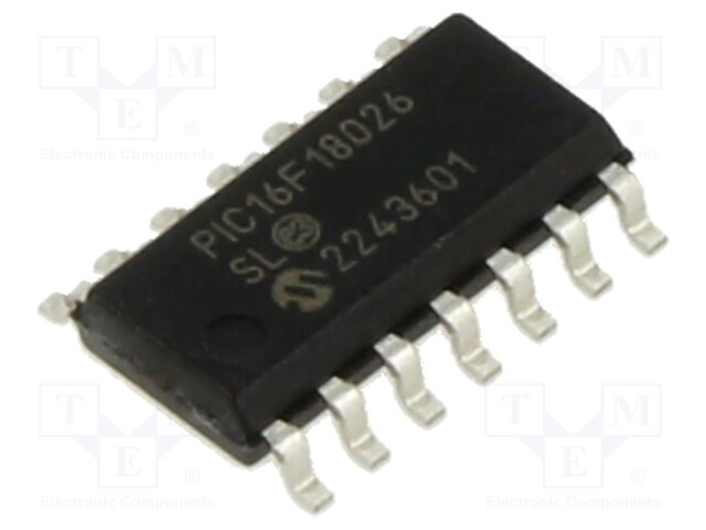 IC: PIC microcontroller; Memory: 28kB; SRAM: 2kB; EEPROM: 256B; SMD