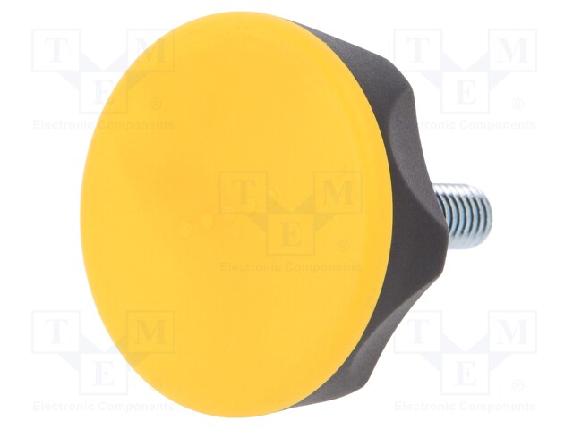 Knob; Dia: 70mm; M12; 40mm; technopolymer (PA); black; Cap: yellow