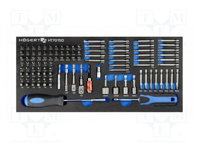 Kit: screwdriver bits; in a foam tray; 107pcs.