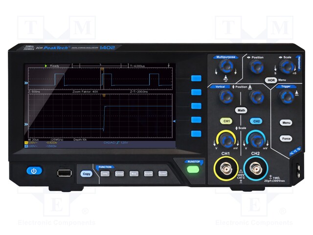 Oscilloscope: digital; Ch: 2; 20MHz; 250Msps; 10kpts; automatic