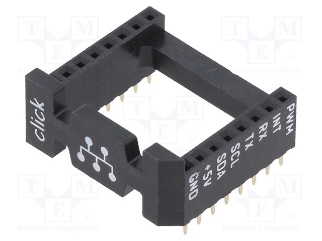 Adapter; mikroBUS socket; PIN: 16; Colour: black; holder