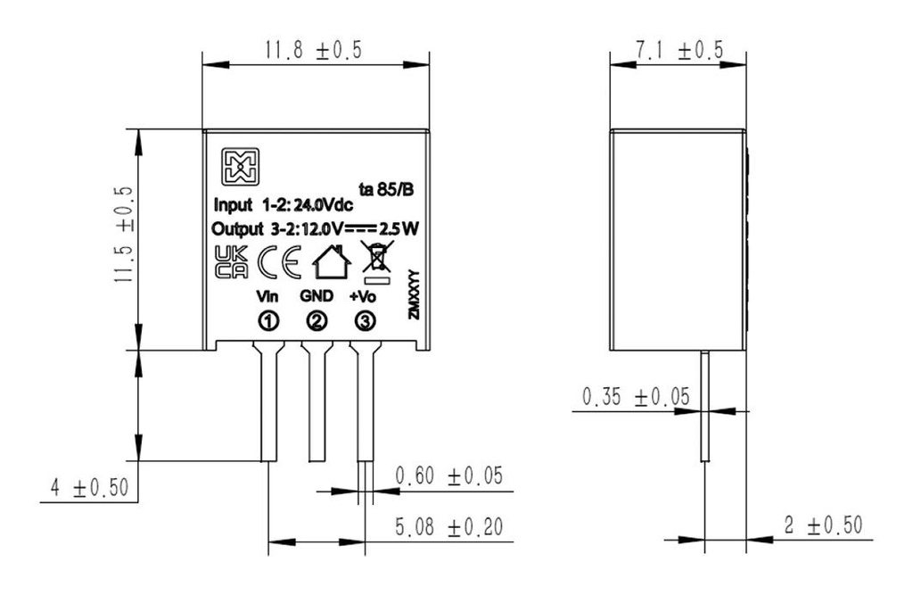 Converter: DC/DC; 1.65W; Uin: 6÷36VDC; Uout: 3.3VDC; Iout: 500mA; PCB