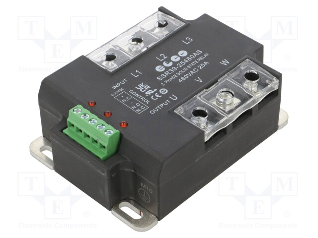 Relay: solid state; 25A; Uswitch: 24÷530VAC; 3-phase; Series: SSR39