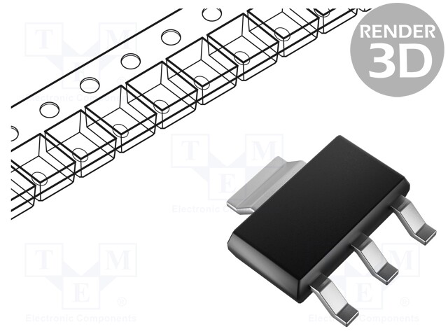 IC: voltage regulator; LDO,fixed; 3.3V; 1A; SOT223; SMD; 0÷125°C