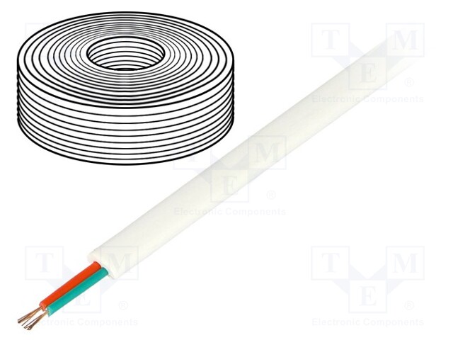 Wire: telecommunication cable; stranded; 2x28AWG; white; 100m