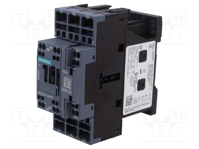 Contactor: 3-pole; NO x3; Auxiliary contacts: NO + NC; 110VAC; 32A