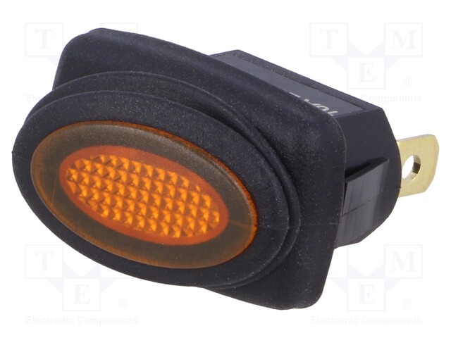 ROCKER; SPST; Pos: 2; OFF-ON; 10A/250VAC; orange; IP65; neon lamp