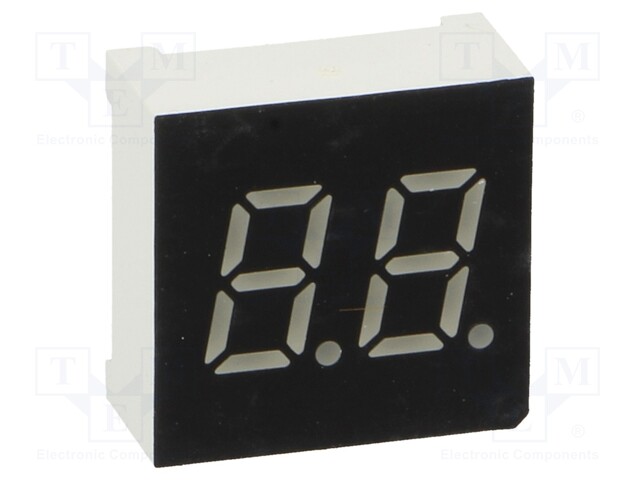 Display: LED; 7-segment; 7.62mm; 0.3"; No.char: 2; yellow; 8mcd