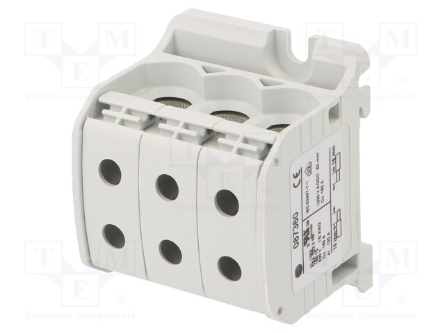 Splice terminal: rail; STB; 50mm2; ways: 1; terminals: 6; grey; TS35