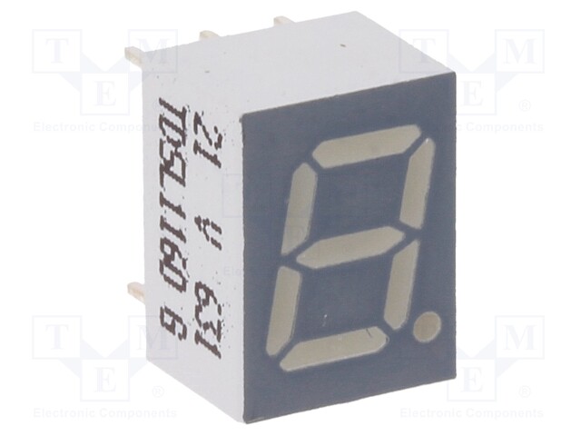 Display: LED; 7-segment; 7mm; 0.28"; No.char: 1; orange-red; cathode