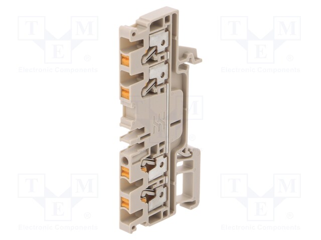 Splice terminal: rail; 2.5mm2; ways: 1; terminals: 4; beige; wemid
