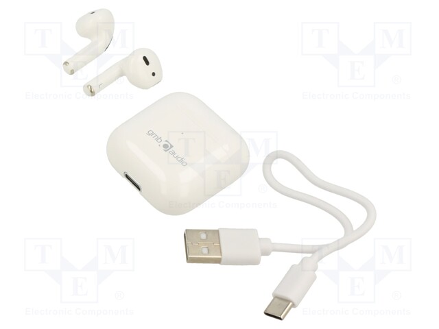 Bluetooth headphones with microphone; white; USB C; 20Hz÷20kHz