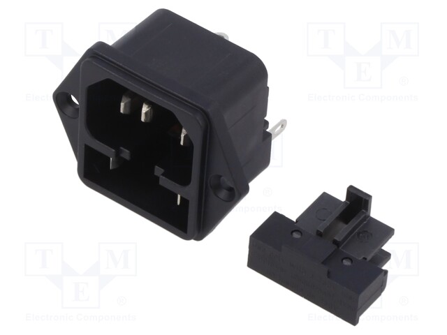 Connector: AC supply; socket; male; 10A; 250VAC; IEC 60320; C14 (E)