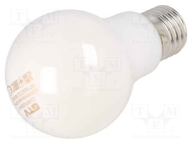 LED lamp; milky; E27; 230VAC; 8W; 360°; 4000K