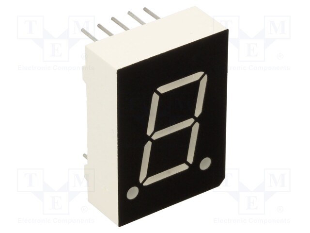 Display: LED; 7-segment; 15mm; 0.6"; No.char: 1; red; 100mcd; anode