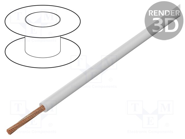 Wire; FLRYW-A; 1x2.5mm2; stranded; Cu; PVC; white; 60V; Class: 5
