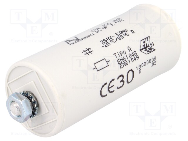 Capacitor: for discharge lamp; 30uF; 250VAC; ±10%
