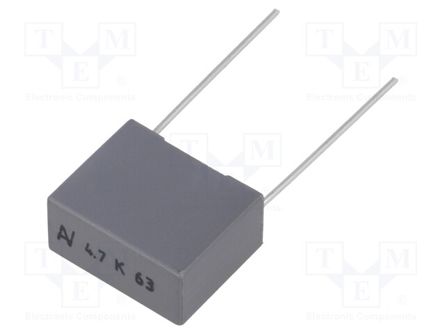 Capacitor: polyester; 4.7uF; 40VAC; 63VDC; Pitch: 15mm; ±10%