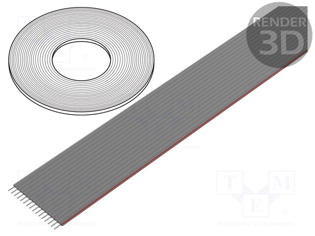 Wire: ribbon; 1.27mm; stranded; Cu; 16x28AWG; unshielded; PVC; grey