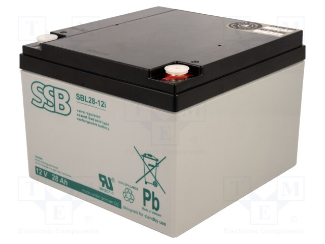 Re-battery: acid-lead; 12V; 28Ah; AGM; maintenance-free