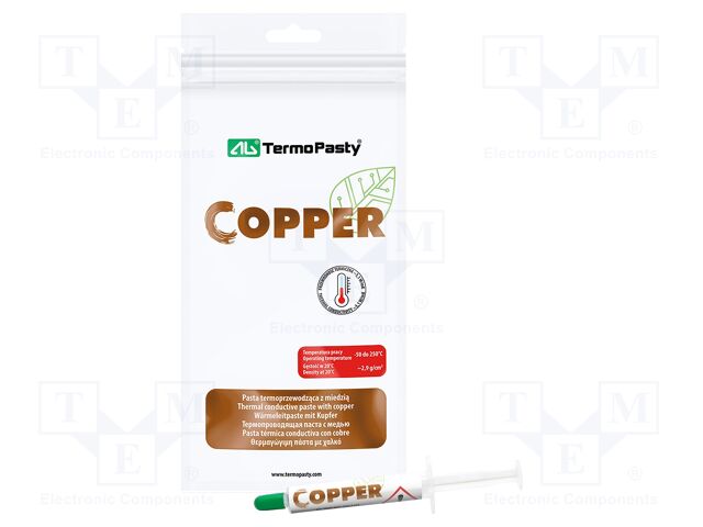 Heat transfer paste; red; on copper basis; copper; 1.5ml; 3.1W/mK