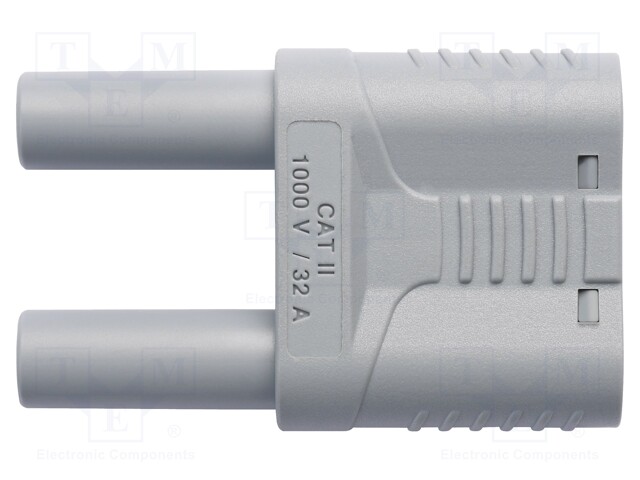 Stackable safety shunt; banana 4mm socket,banana 4mm plug x2