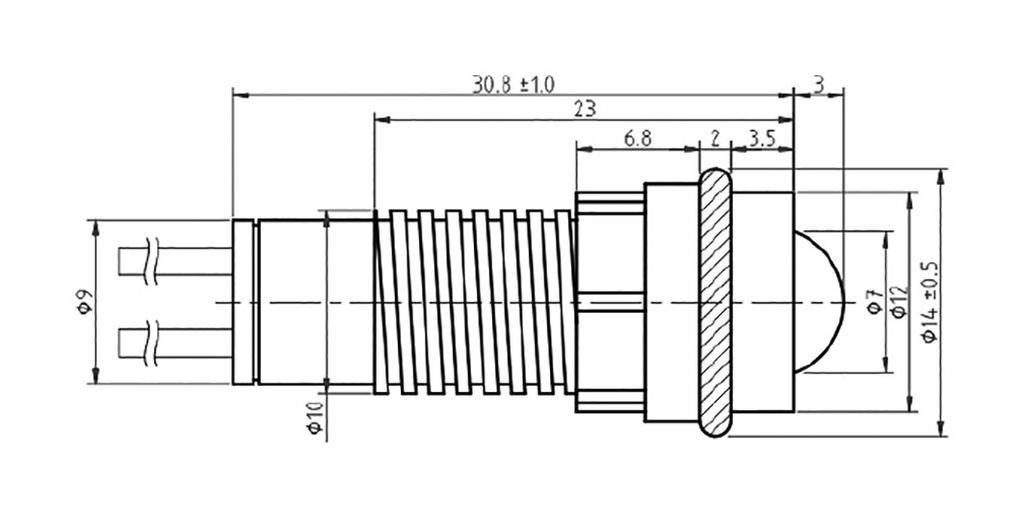 Indicator: LED; prominent; red; 230VAC; Ø10mm; cables; plastic