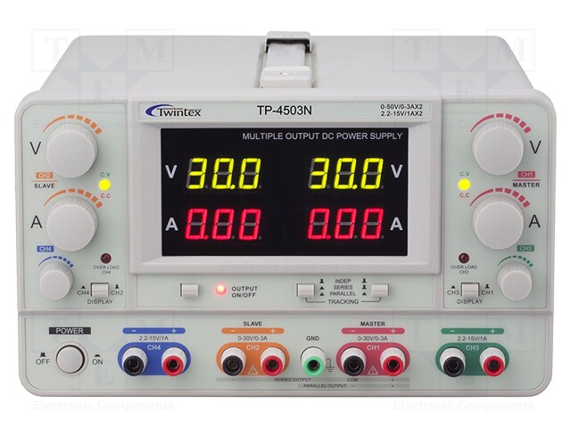 Power supply: laboratory; Channels: 4; 0÷50VDC; 0÷3A; 0÷50VDC; 0÷3A