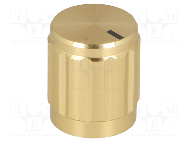 Knob; with pointer; aluminium,thermoplastic; Shaft d: 6mm; golden