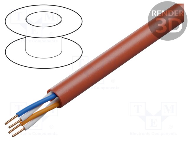 Wire; YnTKSY; 2x2x1mm2; 150V; PVC; Cu; stranded; red; No.of pairs: 2