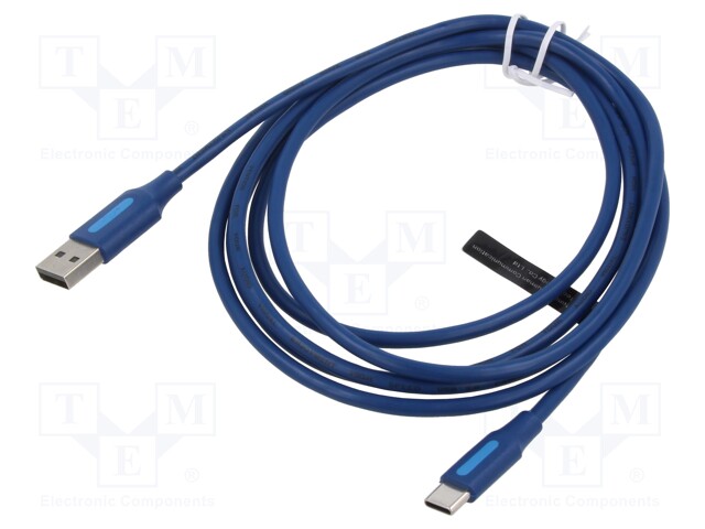 Cable; USB 2.0; USB A plug,USB C plug; nickel plated; 2m; 480Mbps