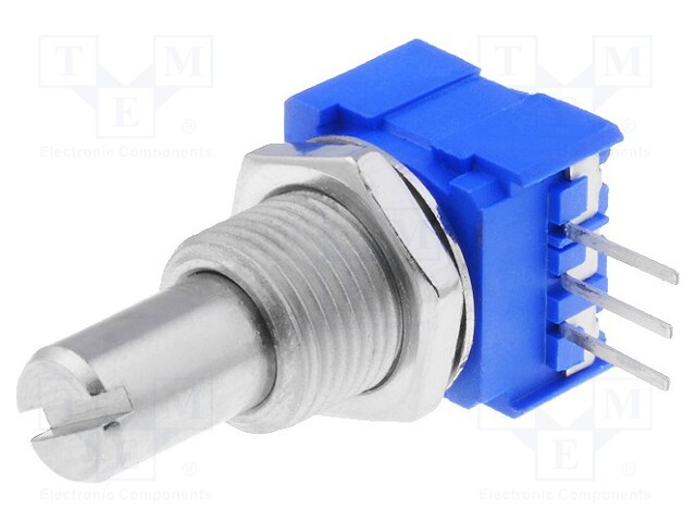 Potentiometer: shaft; THT; 500mW; 10kΩ; ±20%; 290°; for PCB; IP64