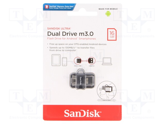 Pendrive; OTG,USB 3.0; 16GB; 130MB/s; Micro USB,USB A