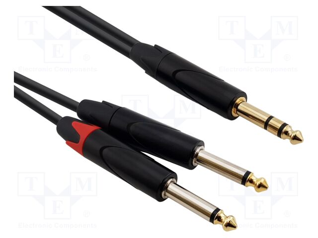 Cable; Jack 6,3mm plug,Jack 6,3mm plug x2; 5m; black; PVC