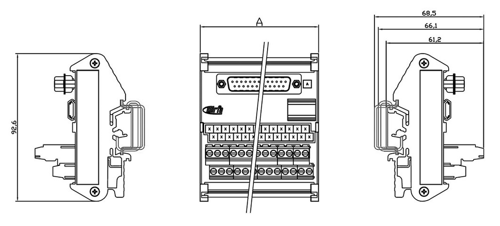Transition module; Temp: -20÷60°C; W: 75mm; D: 68.5mm; H: 92.6mm