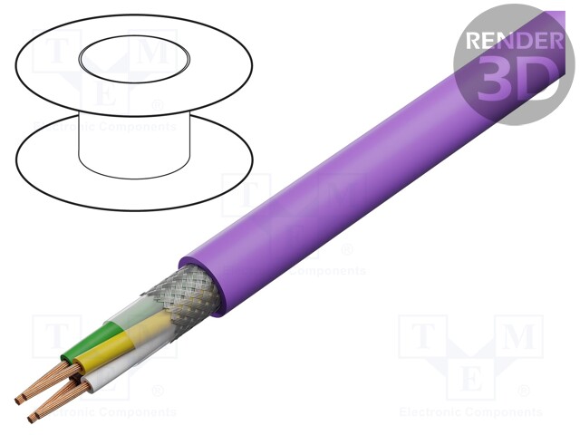 Wire; CAN bus; 4x1x0,75mm2; stranded; Cu; tinned copper braid; PVC