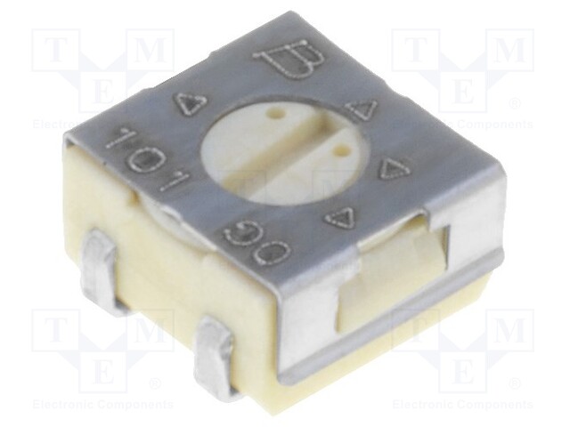 Trimpot, Single Turn, Cermet, Top Adjust, 100 ohm, Surface Mount, 1 Turns