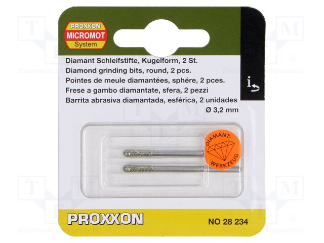 Diamond mill; Ø: 3.2mm; Ø: 2.35mm; Plating: diamond; 2pcs.