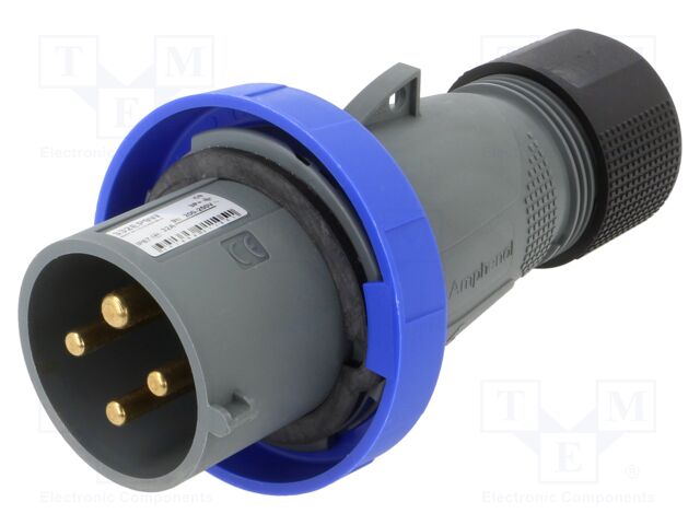 Connector: AC supply 3-phase; plug; male; straight; for cable