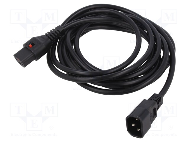 Cable; IEC C13 female,IEC C14 male; PVC; 4m; black; 10A; 250V